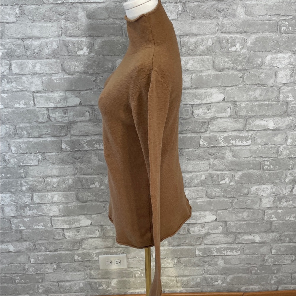 American Tall Rolled Mock Neck Sweater In Carmel - Picture 5 of 9